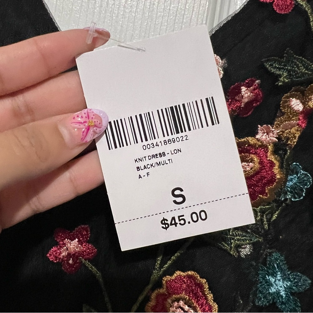 💗 *NEW* Forever 21 - Floral Embroidered Black Floor Length Dress - Picture 4 of 9